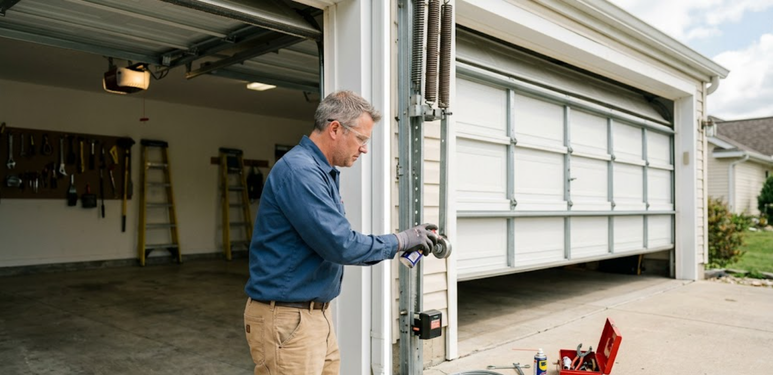 Garage door maintenance and professional safety inspection in German Village Ohio
